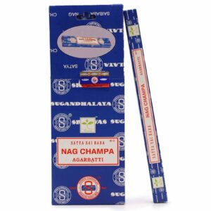 Pack of Satya Nagchampa incense sticks for a calming atmosphere.