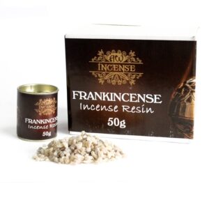 50g tub of Frankincense Resin for aromatic incense burning.