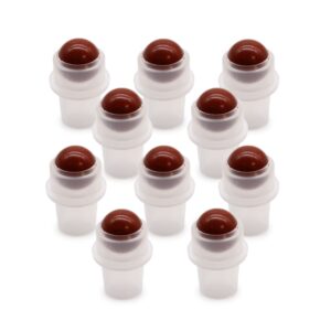 Polished red jasper gemstone roller tip for essential oil application.