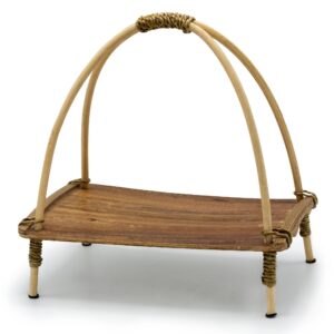 Natural coconut leaf tea stand with a whitewashed finish, showcasing its unique design.