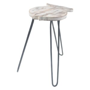 Whitewashed Albasia wood fish stand for home decor and gifting.