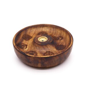 Elegant incense stick and cone burner disc featuring 7 chakra symbols.