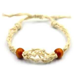 Natural crystal gemstone bracelet cord in a neutral colour, adjustable for comfort.