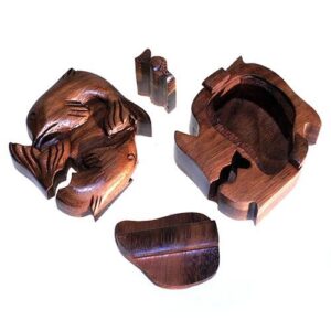 Handcrafted Sheesham wood Bali Magic Box featuring dolphins design.