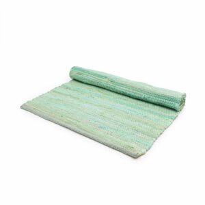 Aqua small Indian handloom cotton rug, perfect for home decor.