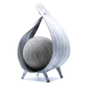 Natural coconut lamp with a greywash wrapover, perfect for home decor.