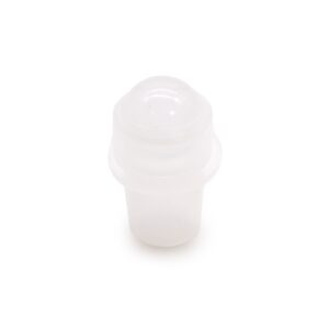 Polished rock quartz gemstone roller tip for essential oil application.