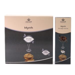 Ishom Smudge Incense in Myrrh scent, perfect for creating a calming atmosphere.