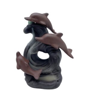 Elegant dolphin wave backflow incense burner for calming ambiance.