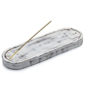 Classic whitewash large incense tray perfect for mindful living.
