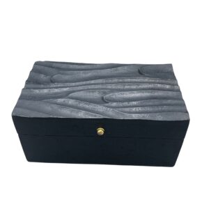 Vintage Deco multi-purpose box with black swirls design for stylish storage.
