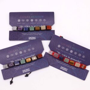 Vibrant chakra string bracelet featuring tumble stones for balance and energy.