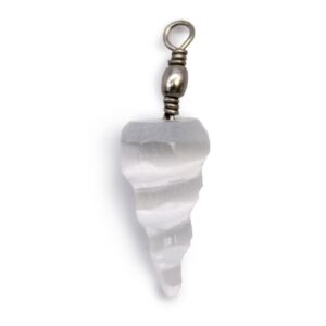 Elegant selenite spiral pendant showcasing its unique design and natural beauty.