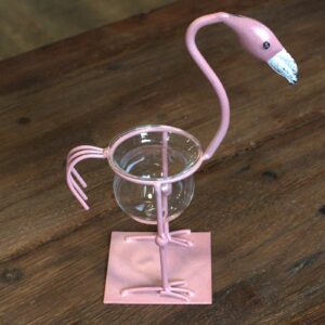 Stylish pink metal flamingo hydroponic pot for home decor