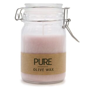 Antique Rose Olive Wax Jar Candle with a crystalline surface and calming glow.