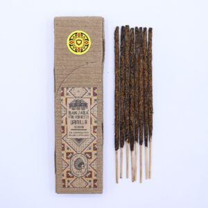 Vanilla resin incense sticks in a decorative pack, perfect for creating a calming atmosphere.