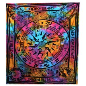 Double cotton bedspread featuring a Circle of Ages design, perfect for home decor.