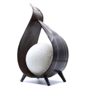 Natural coconut lamp with a chocolate wrapover twist design for home decor.