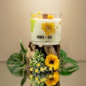 Botanical soy wax candle with a grounding scent inspired by Rydal.