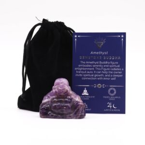 Large amethyst Buddha statue for spiritual decor and mindfulness.