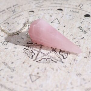 Rose Quartz Pendulum with Ancient Witch Spell Incense for a calming atmosphere