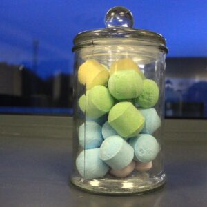 Large clear candy jar, perfect for stylish storage in any room.