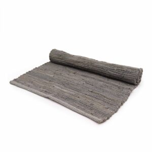 Handloom cotton rug in charcoal, perfect for enhancing home decor.