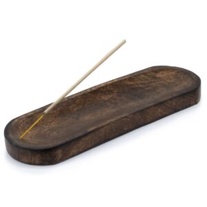 Elegant large incense tray made from classic mango wood, perfect for mindful living.
