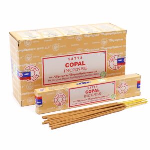 Satya Incense Sticks in Copal scent, perfect for creating a calming atmosphere.