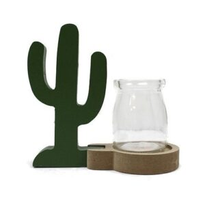 Stylish hydroponic cactus pot in a minimalistic design with small chip stones.