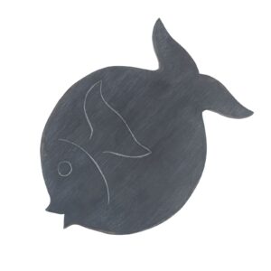Greywash Albasia wood fish stand for home decor and gifting.
