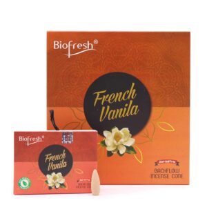Backflow incense cones in French Vanilla fragrance for a calming atmosphere.