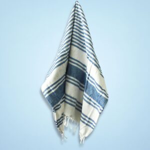 Ocean Blue Hamman Spa Towel showcasing luxurious softness and absorbency.