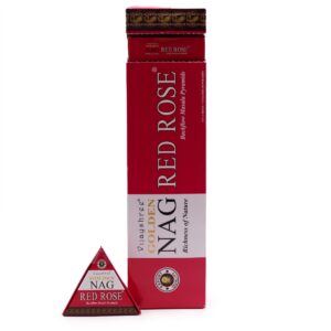 Jumbo Golden Nag Red Rose backflow incense cones creating a captivating smoke display.