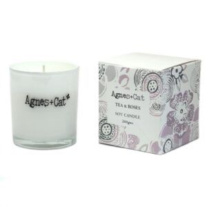 Votive candle with a soothing Tea and Roses fragrance for a calming atmosphere.