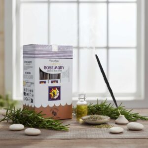 Golden Rose Mary smudging resin sticks with a natural textured finish