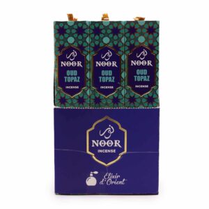 Topaz Noor Oud incense sticks in a decorative packaging.