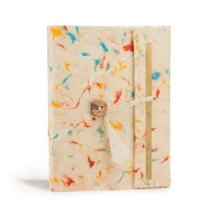 Medium Lokta notebook with a unique, mixed colour cotton cover and unlined pages.