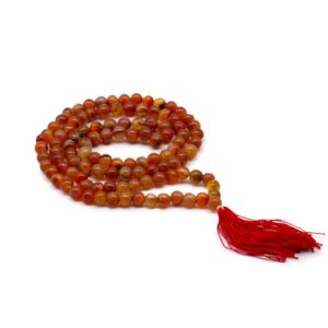 108 bead mala made from carnelian gemstones, ideal for meditation and mindfulness.