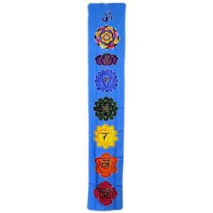 Sky blue chakra drop banner showcasing vibrant batik art from Bali.