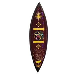Pentagon Enamel Incense Bowl in rich tones with a pentagram design.