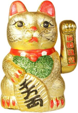Chinese Lucky Waving Cat figurine designed to attract wealth and good fortune.
