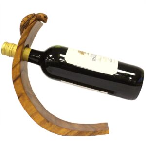 Handcrafted wooden turtle wine holder showcasing unique wood patterns.