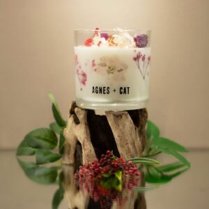 Botanical soy wax candle inspired by English country garden roses.