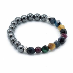 Faceted gemstone bracelet with a sparkling rainbow effect, perfect for gifting.