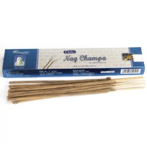 Hand rolled Nag Champa incense sticks in a decorative box from Soul Inspirations.