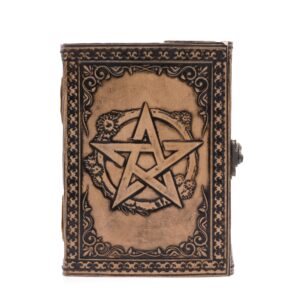 A unique esoteric notebook in antique grey with a pentacle design.