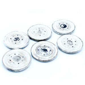 Elegant white washed incense holder for cones and discs.