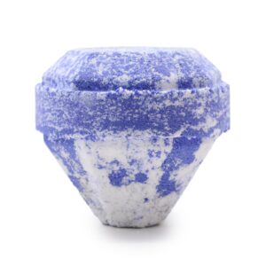 Raspberry and pomegranate gemstone bath bomb with a glossy finish.