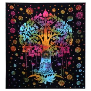Cotton bedspread featuring a Bodhi Tree design, perfect for home decor.